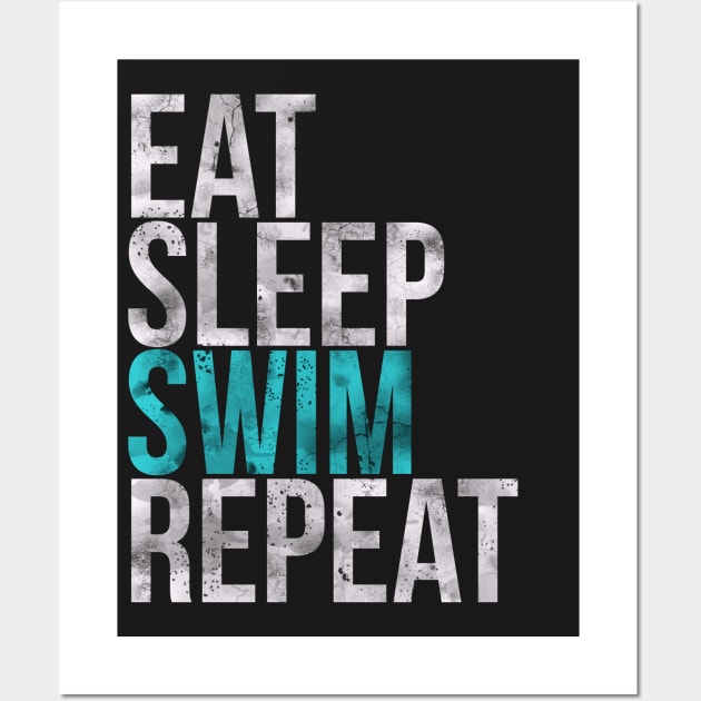 Eat Sleep Swim Repeat Swimmer Wall Art by charlescheshire